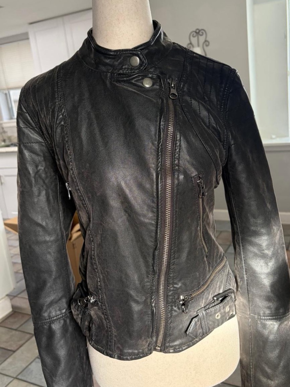 Free people We the free vegan soft leather zip up moto jacket